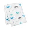 Couverture d'emmaillotage en mousseline de Coton et Bambou Baleines Lulujo