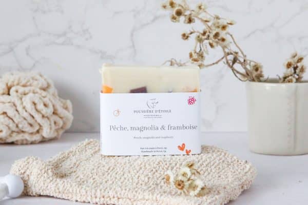 Savon Pêche, magnolia et framboise -Savonnerie Poussière d'Étoile