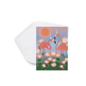 Mini-Carte de Souhaits flamands roses- Lili Graffiti